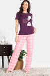 Zivame Farm Lore Knit Cotton Pyjama Set - Blackberry Wine — thumbnail 2